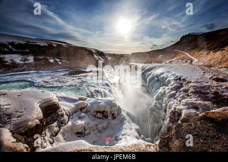 Gullfoss Wasserfall Island Stockfoto