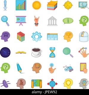 Brainstorm Icons Set, Cartoon-Stil Stock Vektor