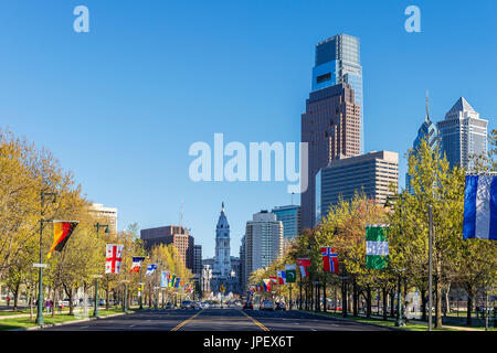 Franklin Parkway, die Innenstadt von Philadelphia, Pennsylvania, USA. Stockfoto