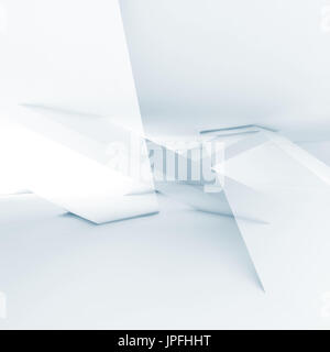 Abstrakte digitale Hintergrund mit geschnittenen geometrische Formen, 3d Illustration, doppelte Belichtung Effekt, blau getönt Stockfoto