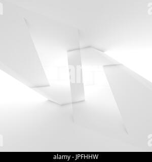 Abstrakte digitale Hintergrund, weiße geschnittenen geometrische Strukturen, 3D-Illustration, doppelte Belichtung Effekt Stockfoto