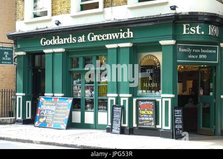 Goddards Torte und Brei-Shop, Greenwich Süd - East London Stockfoto