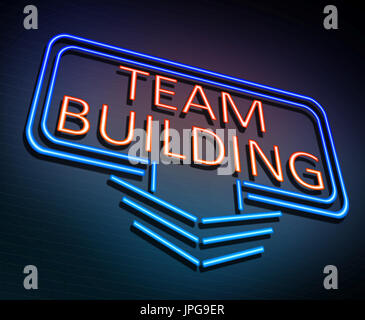 3D Illustration, Darstellung einer beleuchteten Neon unterzeichnen mit einem Team-building-Konzept. Stockfoto