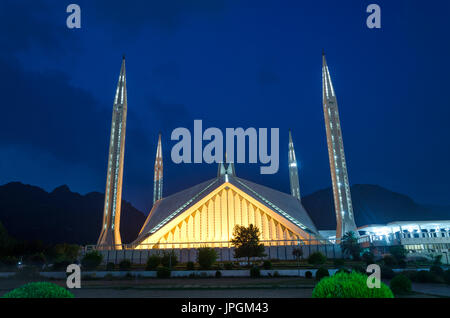 Shah Faisal Mosque ist eine der größten Moscheen der Welt, befindet sich in der Hauptstadt von Pakistan, Islamabad. Stockfoto