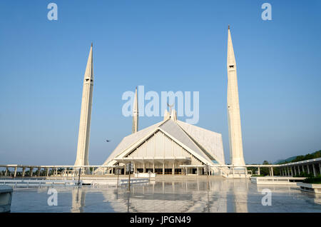 Shah Faisal Mosque ist eine der größten Moscheen der Welt, befindet sich in der Hauptstadt von Pakistan, Islamabad. Stockfoto