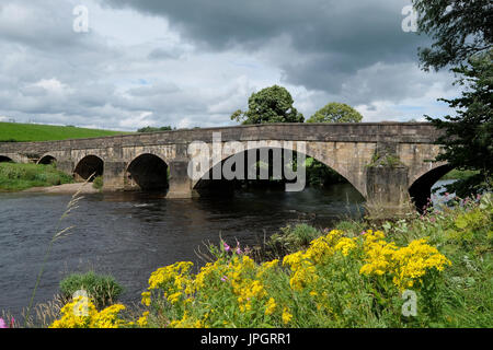 Am Ufer des Fluss Ribble an der Edisford Brücke in der Nähe von Clitheroe Stockfoto