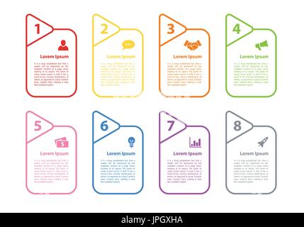 Infografik-Design Business Konzept Vektor-Illustration mit 8 Schritten Stock Vektor