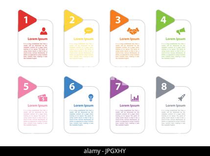 Infografik-Design Business Konzept Vektor-Illustration mit 8 Schritten Stock Vektor