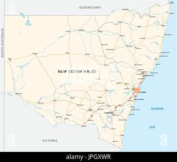 Karte von der staatlichen australischen New South Wales Karte Stock Vektor