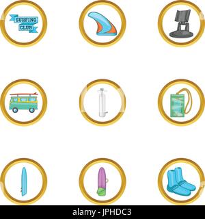 Surf Reise Icons Set, Cartoon-Stil Stock Vektor