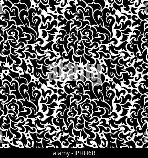 Nahtlose Muster schwarz / weiß. Vektor-Illustration curls. Einfarbiger Hintergrund. Stock Vektor