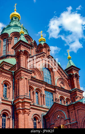 Berühmte orthodoxe Uspenski-Kathedrale in Helsinki, Finnland Stockfoto