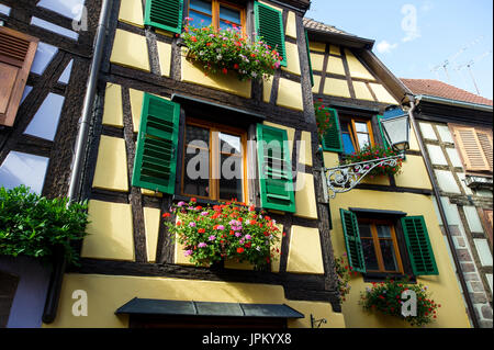 Schönsten Dörfer Alsace, Elsass ist charmante Dörfer. Feinste Umwege in malerische Orte in Frankreich. Das Elsass ist auch Heimat von der Weinstraße. Stockfoto