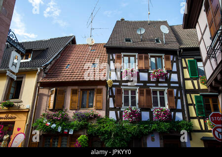 Schönsten Dörfer Alsace, Elsass ist charmante Dörfer. Feinste Umwege in malerische Orte in Frankreich. Das Elsass ist auch Heimat von der Weinstraße. Stockfoto