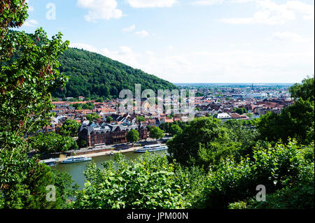 Heidelberger Schloss ist auch bekannt als Schloss Heidelberg eine Ruine romantische Burg auf einem Hügel von Hals Brücke Renaissance Garten umgeben. Stockfoto