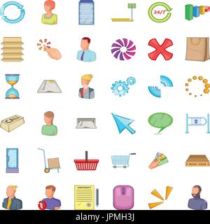 Business Database-Icons set, cartoon-Stil Stock Vektor