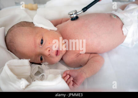 Neugeborenes Baby in Wiege Stockfoto