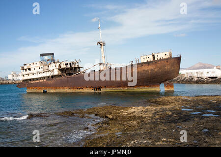 Wrack der Temple Hall oder Telemon Schiff, Arrecife, Lanzarote, Kanarische Inseln, Spanien Stockfoto