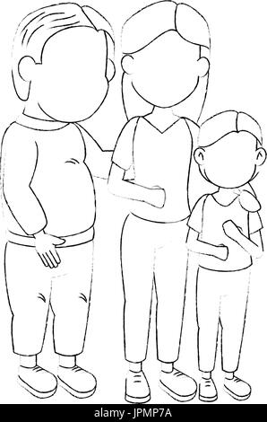 Familie mit Kinder-Symbol auf weißem Hintergrund-Vektor-illustration Stock Vektor