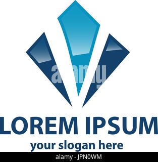 Buchstabe V in eine Rautenform, Logo-Design, isoliert auf weißem Hintergrund. Stock Vektor
