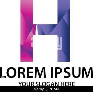 Buchstabe H mit polygonalen Stil, Logo-Design, isoliert auf weißem Hintergrund. Stock Vektor