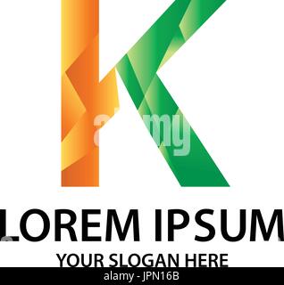 Buchstabe K mit polygonalen Stil, Logo-Design, isoliert auf weißem Hintergrund. Stock Vektor