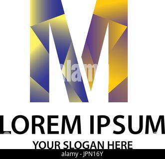 Buchstaben M mit polygonalen Stil, Logo-Design, isoliert auf weißem Hintergrund. Stock Vektor