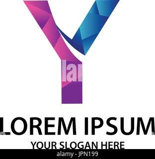 Buchstabe Y mit polygonalen Stil, Logo-Design, isoliert auf weißem Hintergrund. Stock Vektor