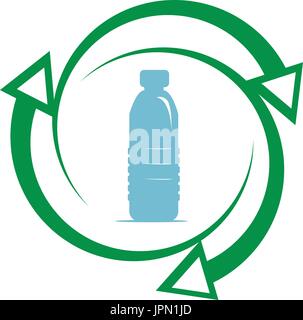 Recycling von Kunststoff-Flasche, Icon-Design, isoliert auf weißem Hintergrund. Stock Vektor