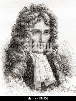 Robert William Boyle, 1627-1691.  Anglo-Irischer Naturphilosoph, Chemiker, Physiker und Erfinder.  Von Les Merveilles De La Science veröffentlichte 1870. Stockfoto