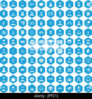 100 Headhunter Icons set blau Stock Vektor