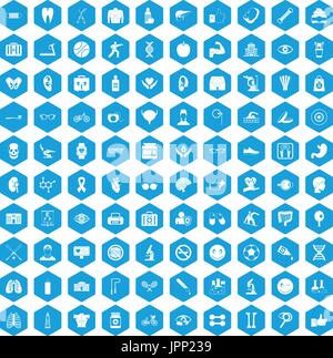 100 Gesundheit Icons set blau Stock Vektor