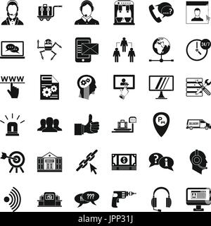 Call Center Symbole Set, einfachen Stil Stock Vektor