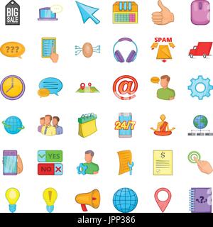 Beratung am Telefon Icons Set, Cartoon-Stil Stock Vektor