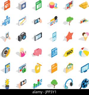 Kamera-Icons Set, isometrische Stil Stock Vektor