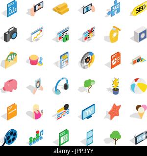 SEO Icons Set, isometrische Stil Stock Vektor
