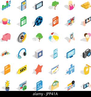 SEO Website Icons Set, isometrische Stil Stock Vektor