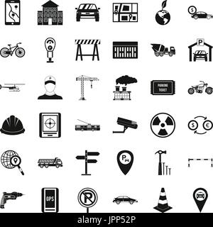 Auto GPS-Icons Set, einfachen Stil Stock Vektor