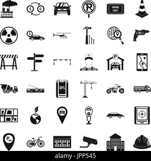 Radio Taxi Icons Set, einfachen Stil Stock Vektor