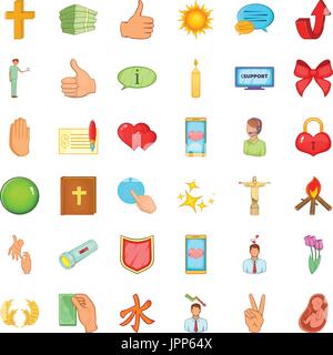 Hilfe Symbole Pflegeset, Cartoon-Stil Stock Vektor