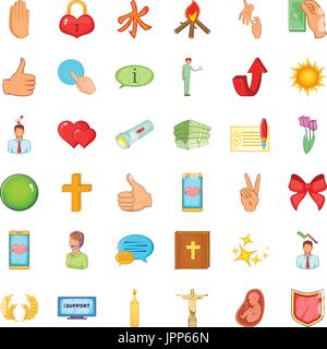 Geld Hilfe Icons Set, Cartoon-Stil Stock Vektor