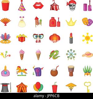 Zirkus Icons Set, Cartoon-Stil Stock Vektor