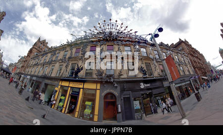 Princes Square, das ganze der Buchanan Street-Style-Meile in weiten Blick super breite Fish-Eye-Objektiv Stockfoto