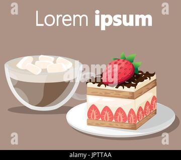 Bunte Kuchen schneidet Stücke isoliert auf weißem Hintergrund. Satz von Kuchen. Vektor-Illustration-Webseite und mobile app-Design-Vektor-element Stock Vektor