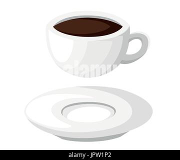 Minimalistisches Design Poster. Tasse Kaffee auf einem hellen Hintergrund-Good Morning-Text. Ansicht von oben. Vektor-Illustration design-Website und mobile app. Stock Vektor