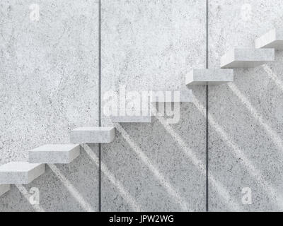 Abstrakte leeren Innenraum Hintergrund. Betontreppen mit Schatten an der Wand. 3D illustration Stockfoto