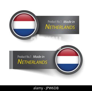 Flaggensymbol und die Beschriftung mit Text in Holland gemacht. Stock Vektor