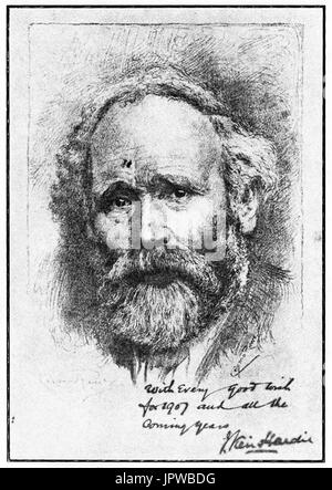 Die 1907 unterzeichnete Portrait von James Keir Hardie (Gründer der britischen Labour Party) Stockfoto