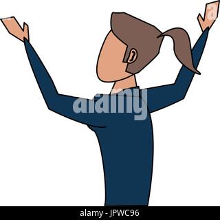 Frau Avatar mit Arme nach oben Symbolbild Stock Vektor