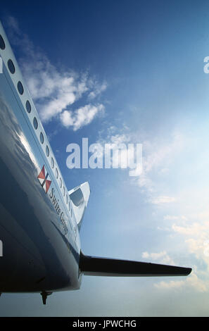 Schwanzflosse und Horizontal-Stabilisator eine Cathay Pacific Airways Boeing 777-300 Stockfoto